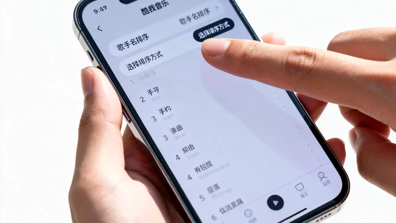iphone酷我音乐怎么按歌手名顺序排序歌曲，酷我音乐歌曲排序方法