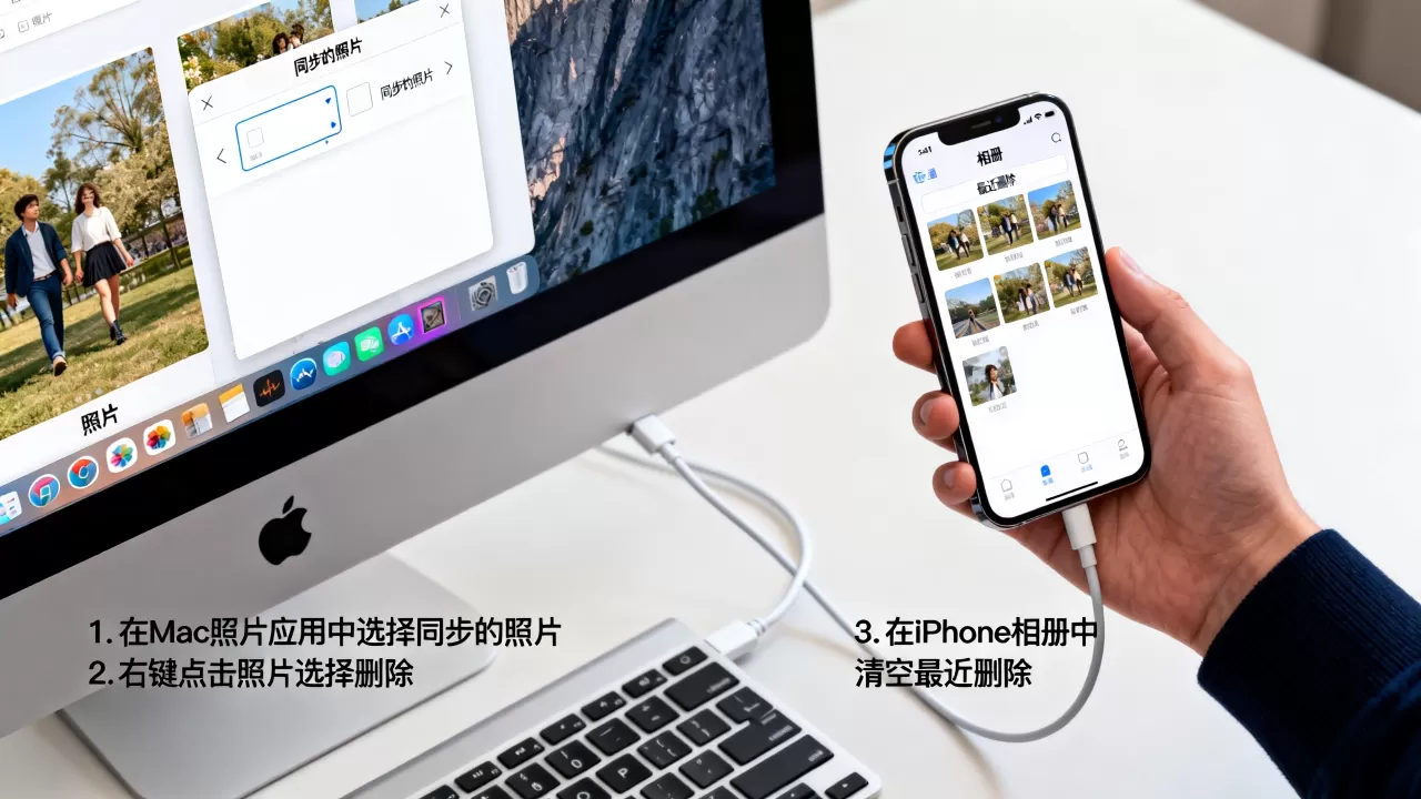 mac电脑同步到iphone的照片怎么删除，iphone照片怎么删