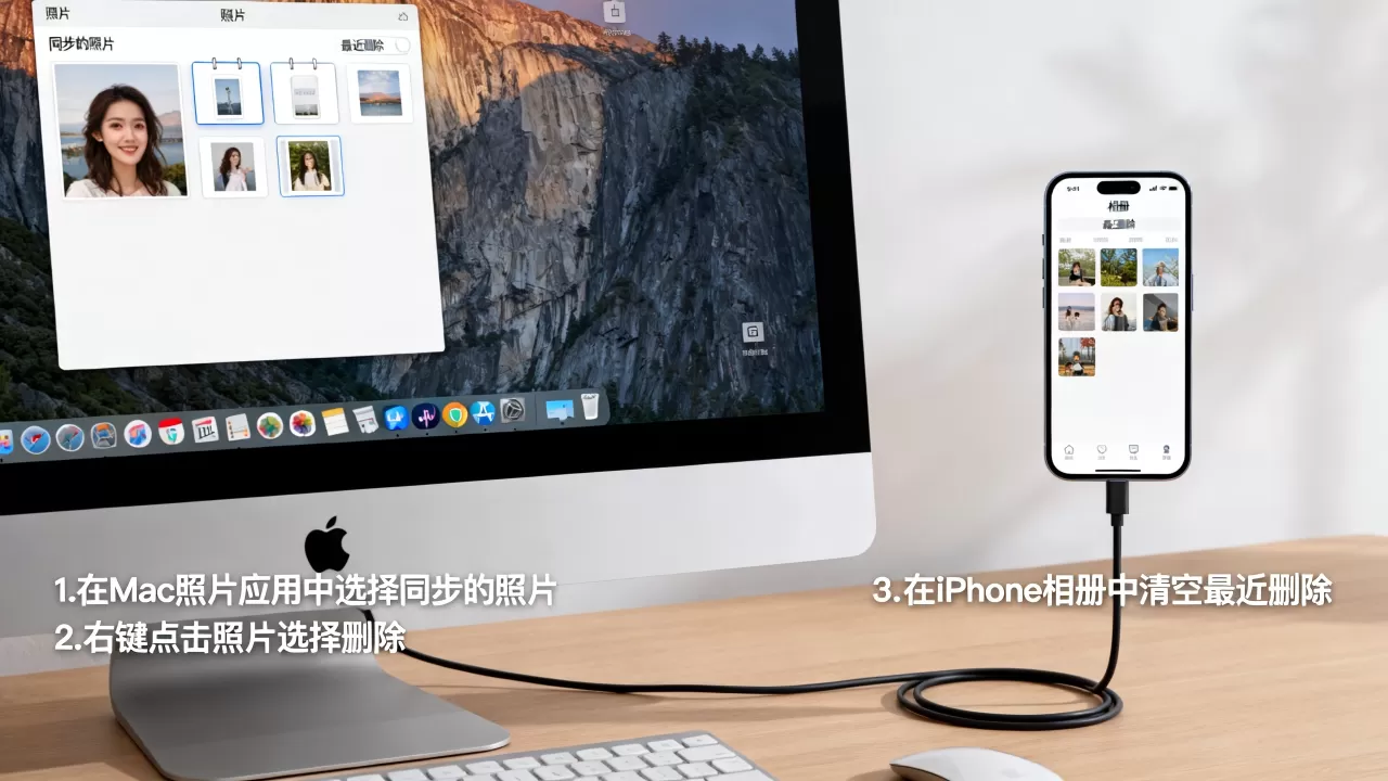 mac电脑同步到iphone的照片怎么删除，iphone照片怎么删