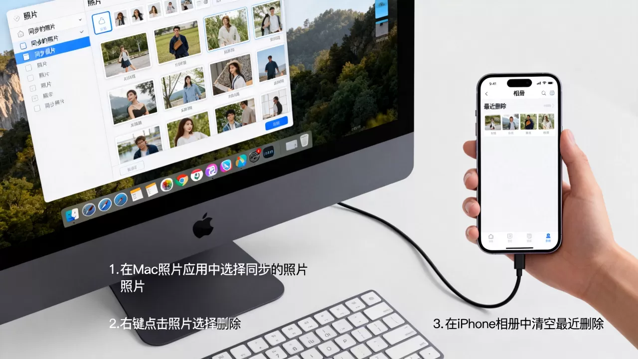 mac电脑同步到iphone的照片怎么删除，iphone照片怎么删