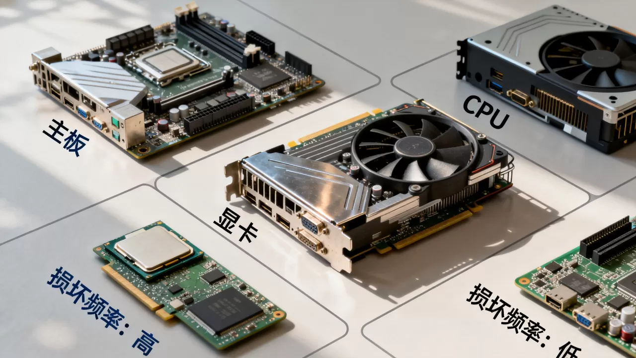 主板显卡CPU哪个容易烧，电脑硬件损坏频率排行