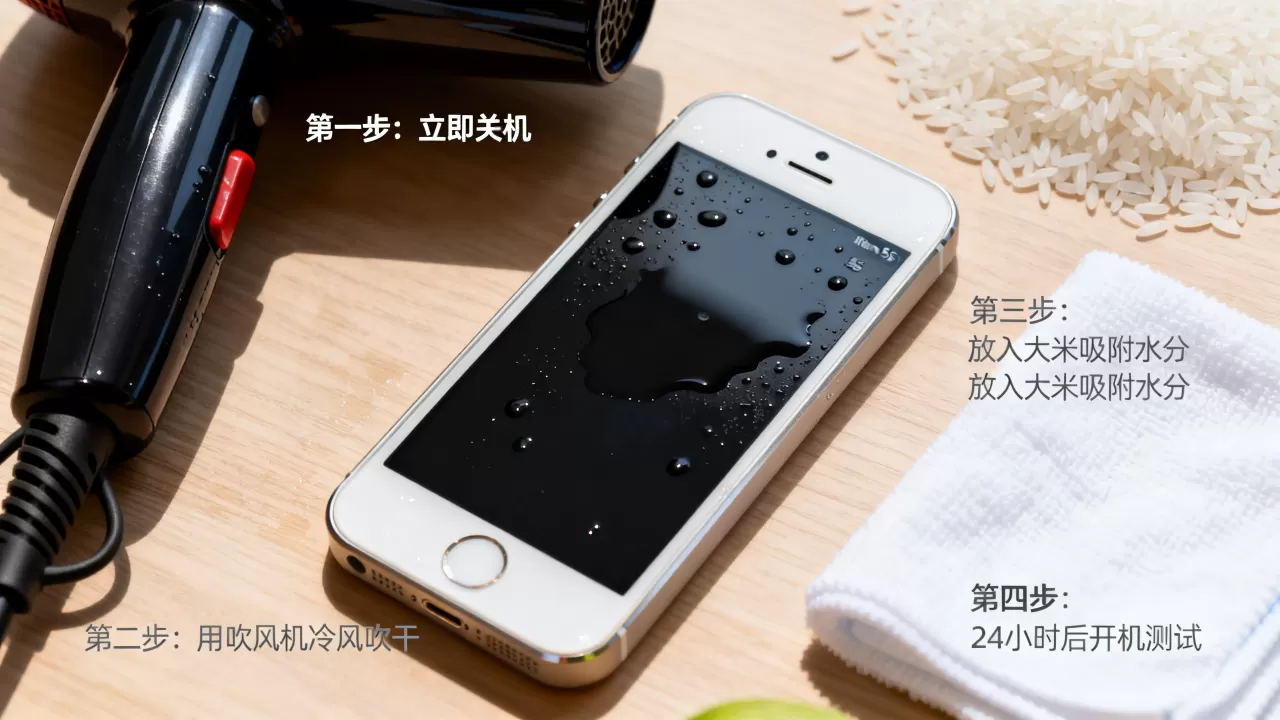 iphone5s屏幕进水黑屏怎么办，手机进水黑屏了怎么快速恢复