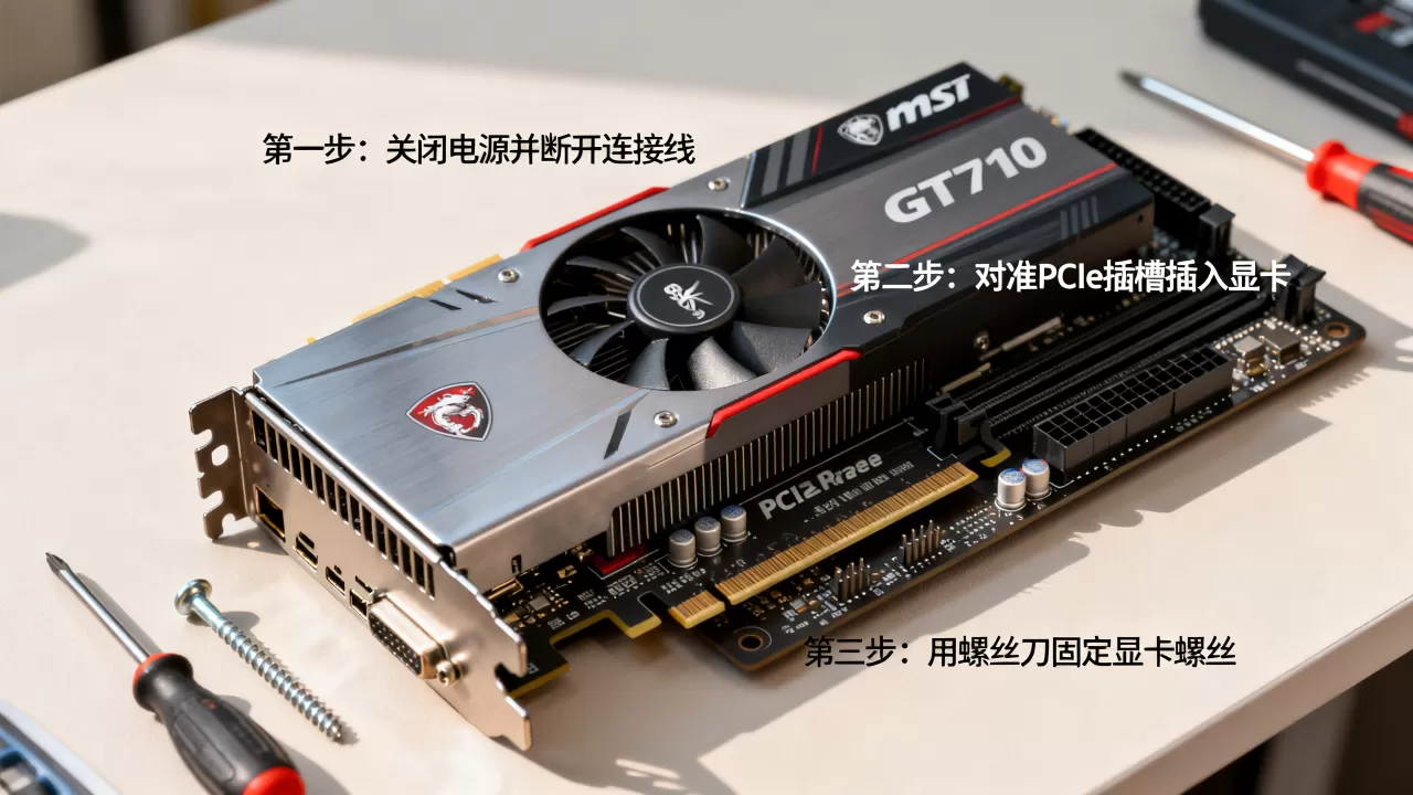 微星显卡GT710安装视频，微星GT710显卡怎么安装