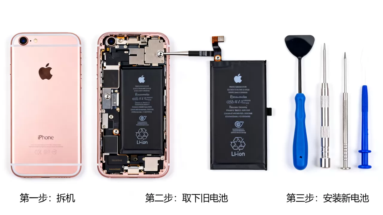 iphone7拆机了怎么换，iphone7换电池教程