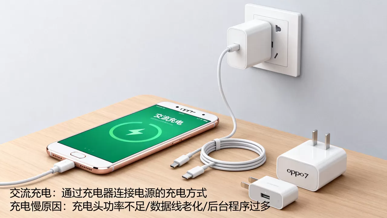 oppor7显示交流充电是什么意思，手机充电慢怎么办