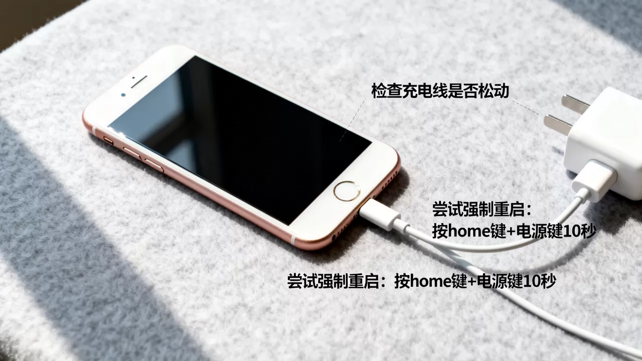iphone 6s充电一直黑屏怎么办，苹果手机充电黑屏解决方法