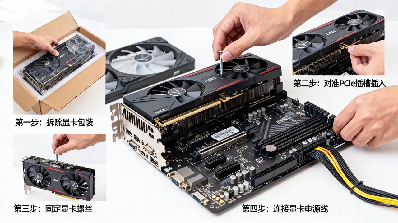 显卡安装教程图片说明，显卡怎么安装？