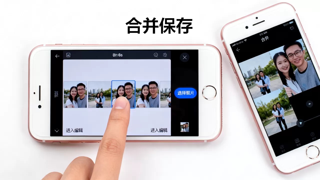 iphone6s照片怎么合并，iphone6s如何合并照片