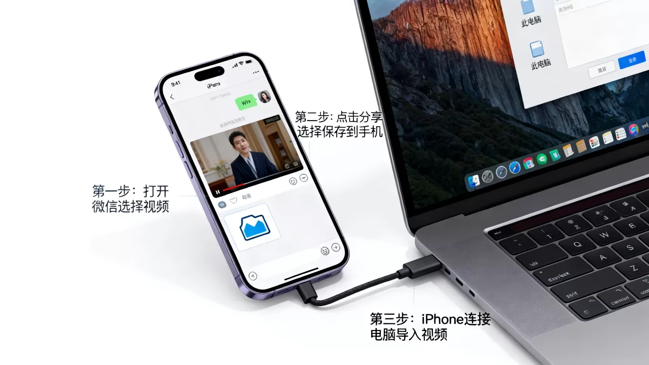 iphone怎么微信发视频怎么下载到电脑，微信视频保存电脑