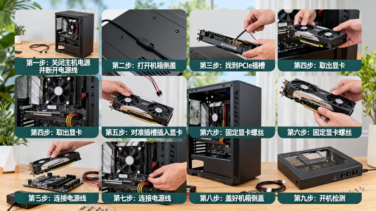 台式机显卡怎么安装图解，显卡安装教程