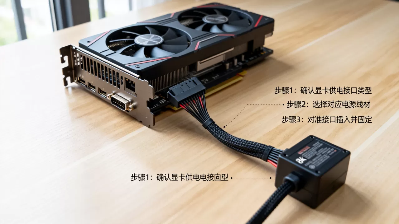 显卡电源接线图怎么接，显卡供电接口接法