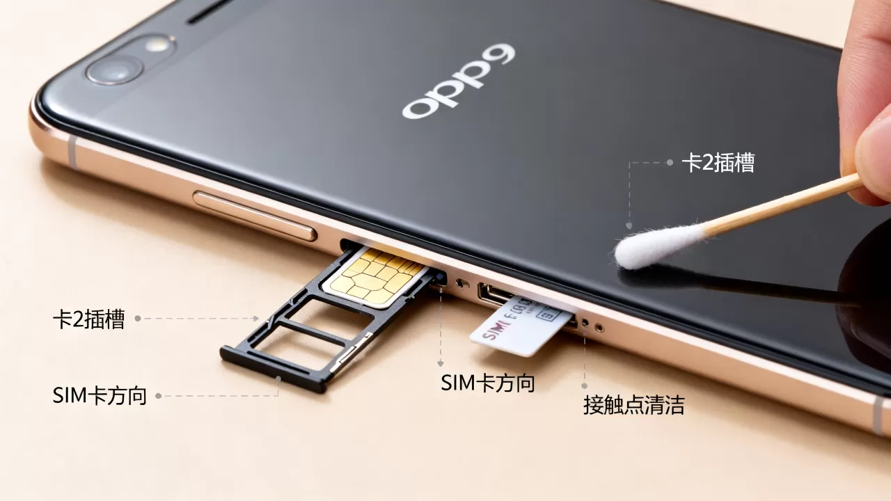 OPPOR9为什么不读取卡2，手机SIM卡无法识别怎么办