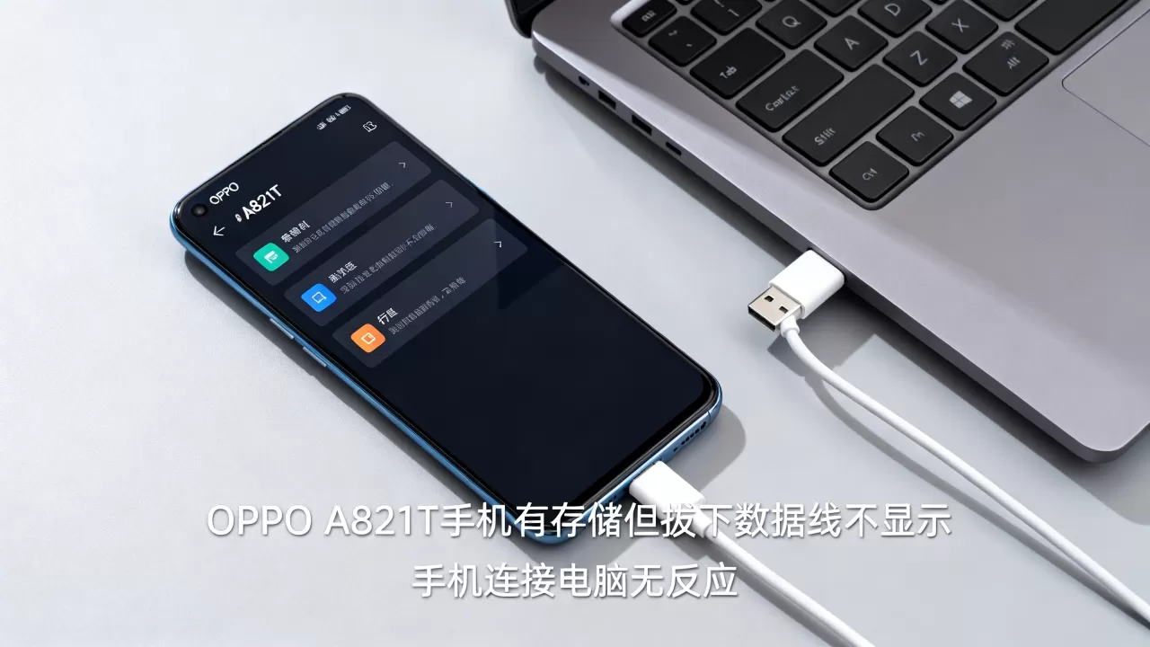 OPPO A821T手机有存储但拔下数据线却不显示，为什么手机连接电脑没反应