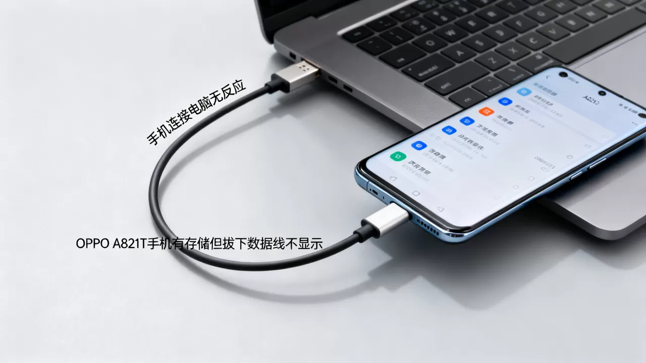 OPPO A821T手机有存储但拔下数据线却不显示，为什么手机连接电脑没反应
