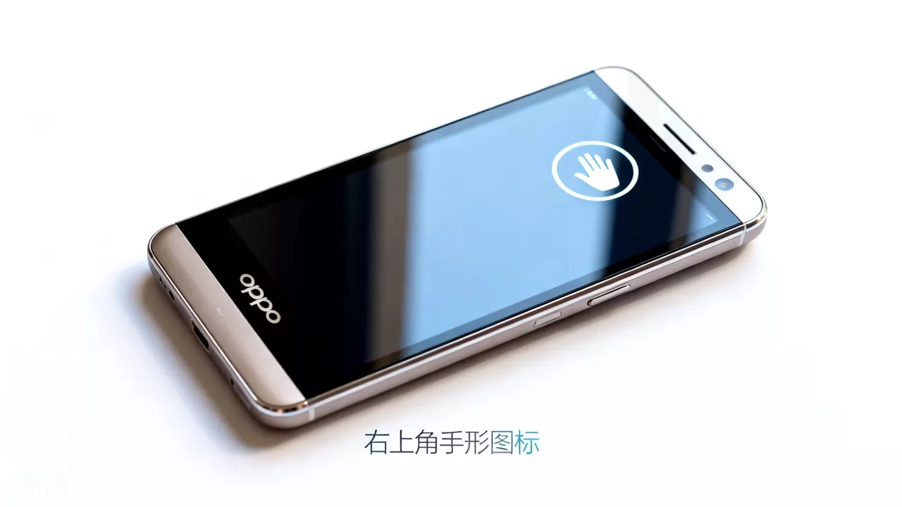 oppo n1手机右上角有个圆圈里有手的标志是什么意思?手机屏幕出现手形图标