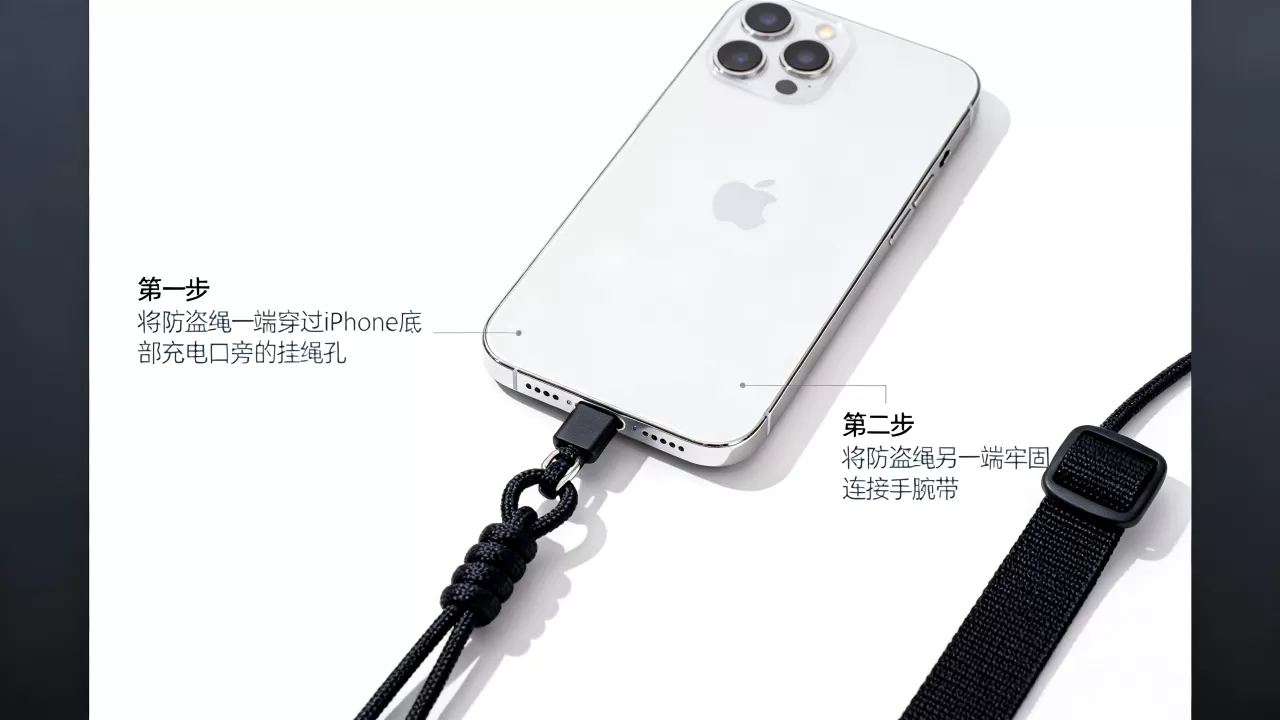 iphone防盗绳怎么挂，iphone防盗绳正确挂法