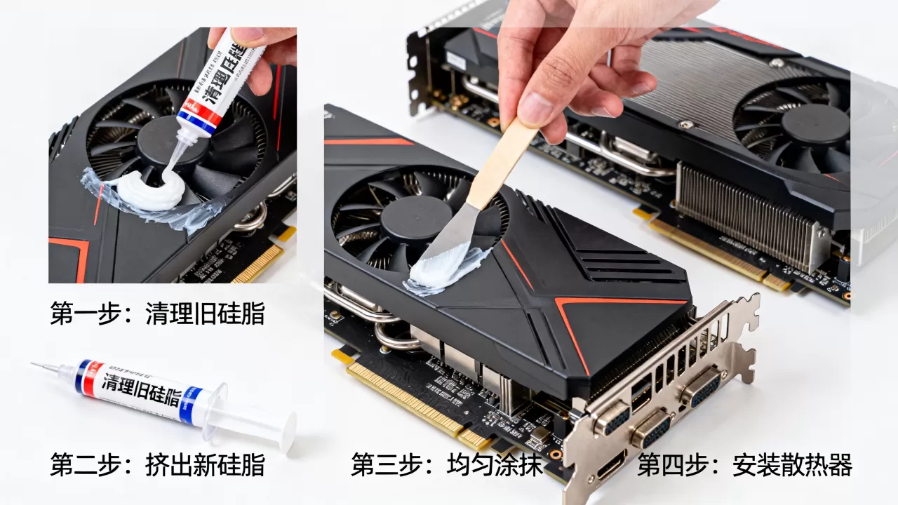 显卡胶质怎么图,显卡散热硅脂涂抹方法及更换教程 显卡胶质怎么图,显卡散热硅脂涂抹方法及更换教程