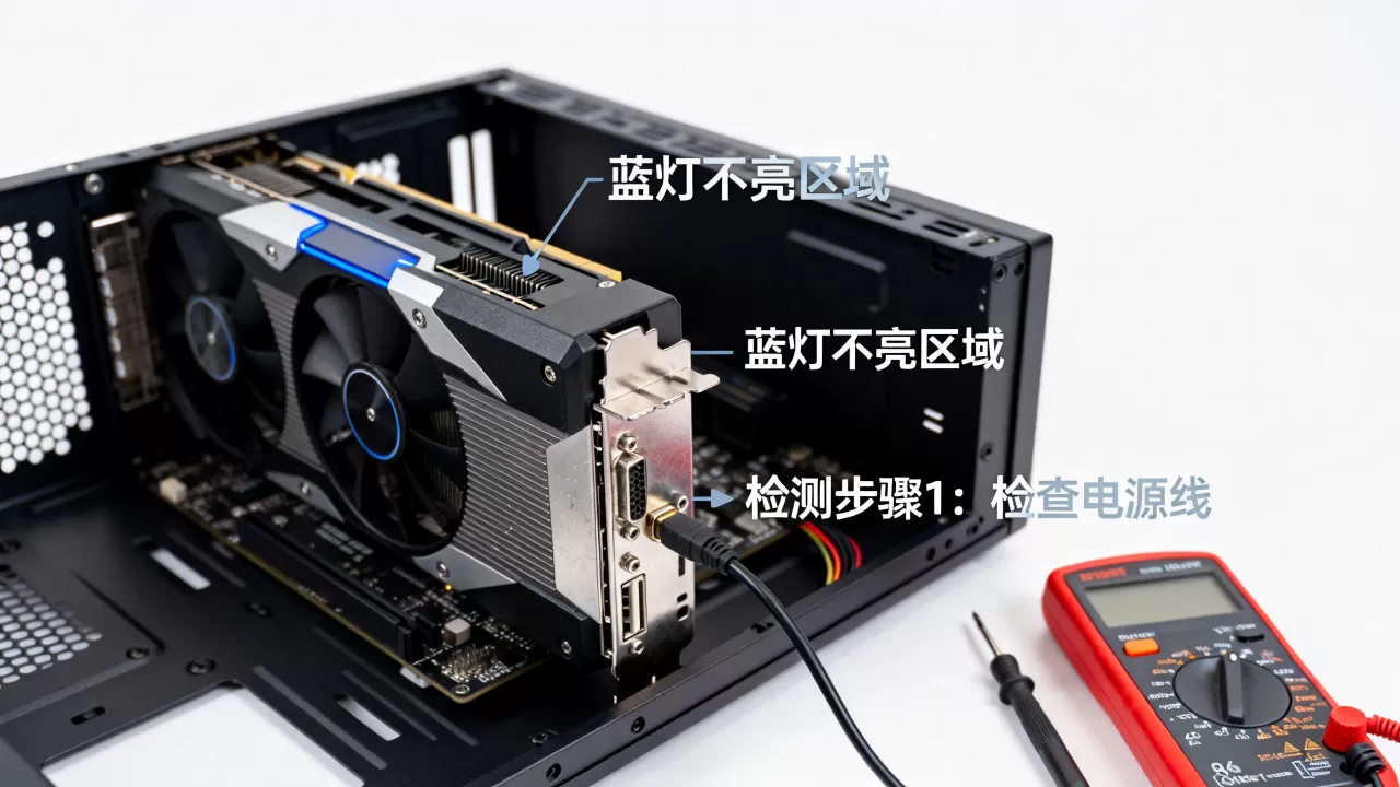 显卡侧版蓝灯不亮怎么办，显卡侧灯