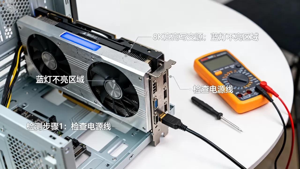 显卡侧版蓝灯不亮怎么办，显卡侧灯