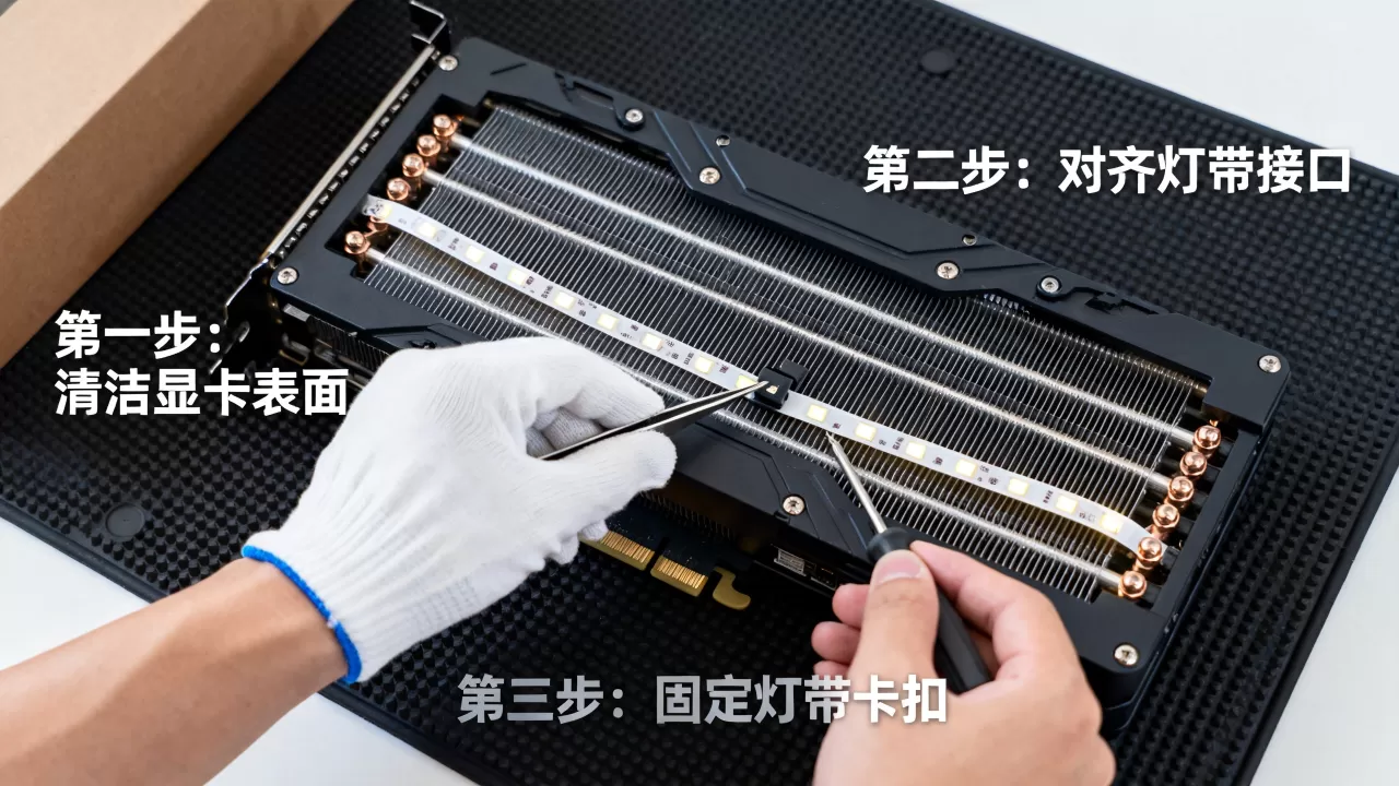 显卡led diy怎么装，显卡led灯带安装教程