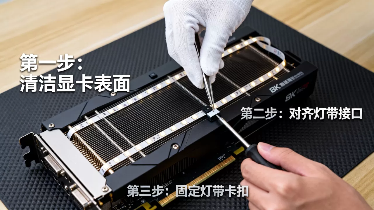 显卡led diy怎么装，显卡led灯带安装教程