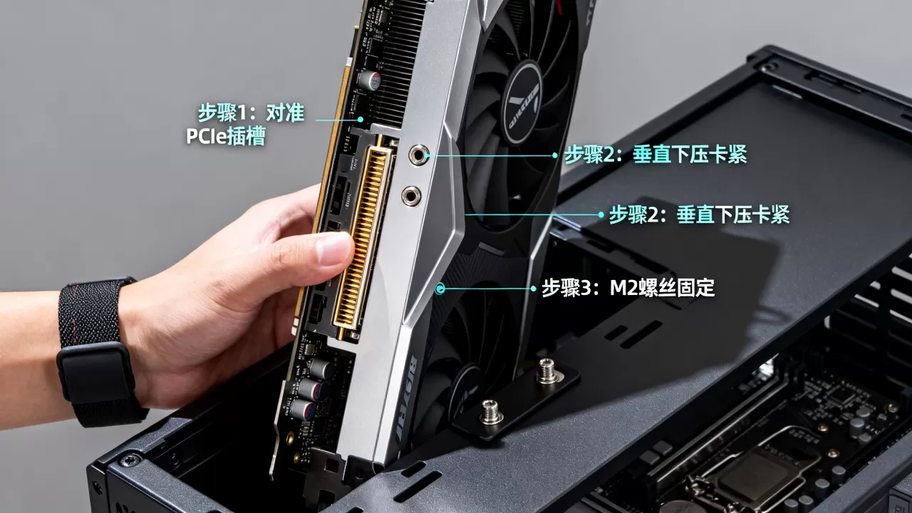 电脑显卡怎么放,显卡安装方向与固定教程 电脑显卡怎么放,显卡安装方向与固定教程