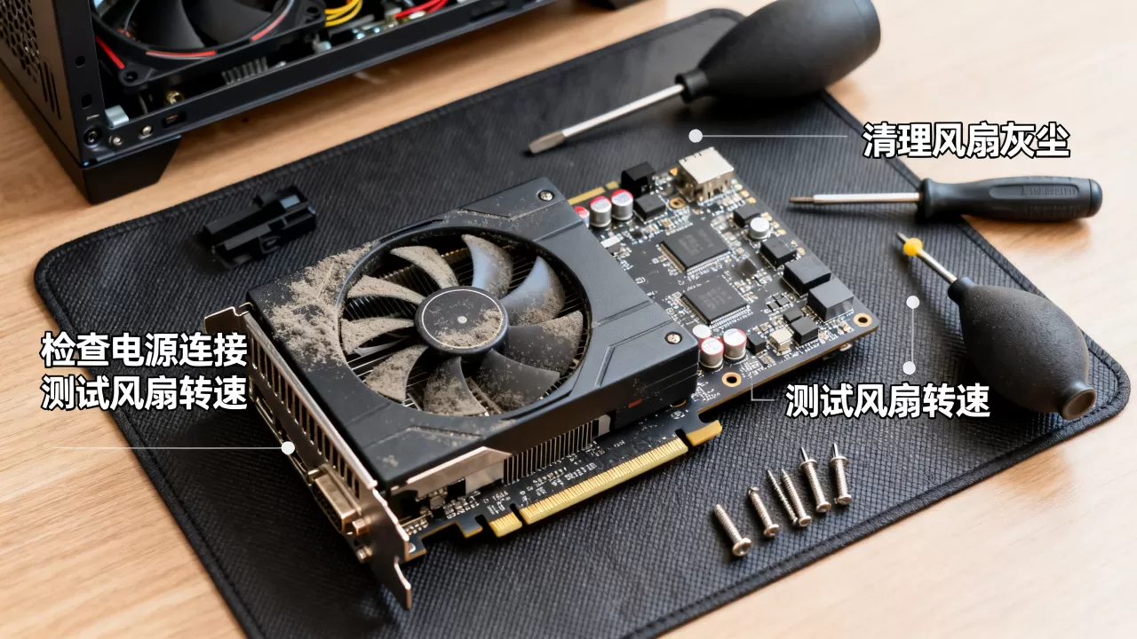 电脑主机显卡风扇不转怎么办，显卡风扇异响