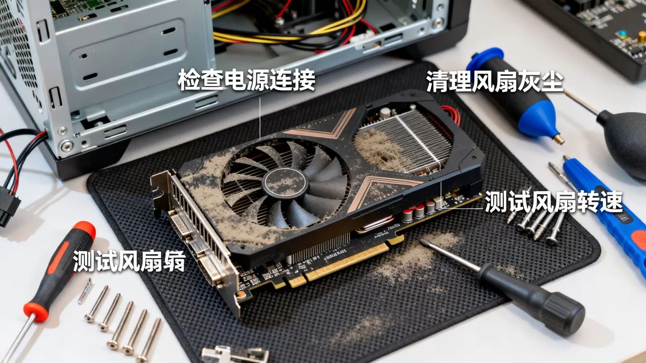 电脑主机显卡风扇不转怎么办，显卡风扇异响