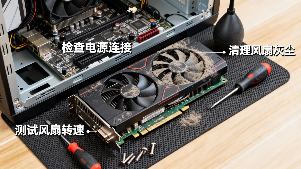电脑主机显卡风扇不转怎么办，显卡风扇异响
