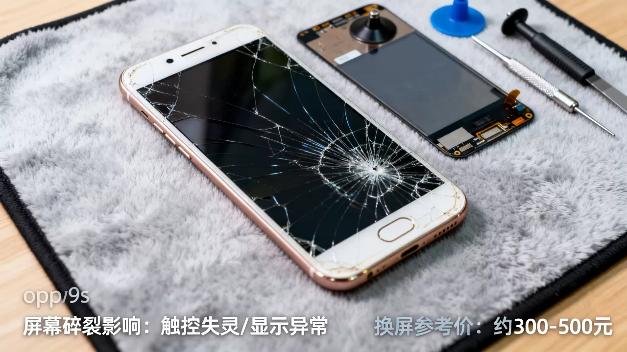 oppor9s摔了有什么影响，oppor9s摔碎屏幕换屏多少钱