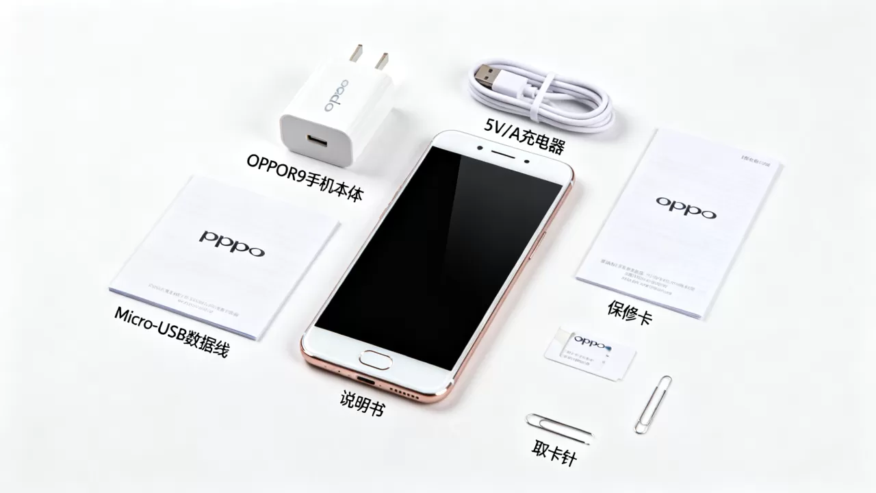 OPPOR9盒子里什么配件，OPPOR9手机标配配件清单
