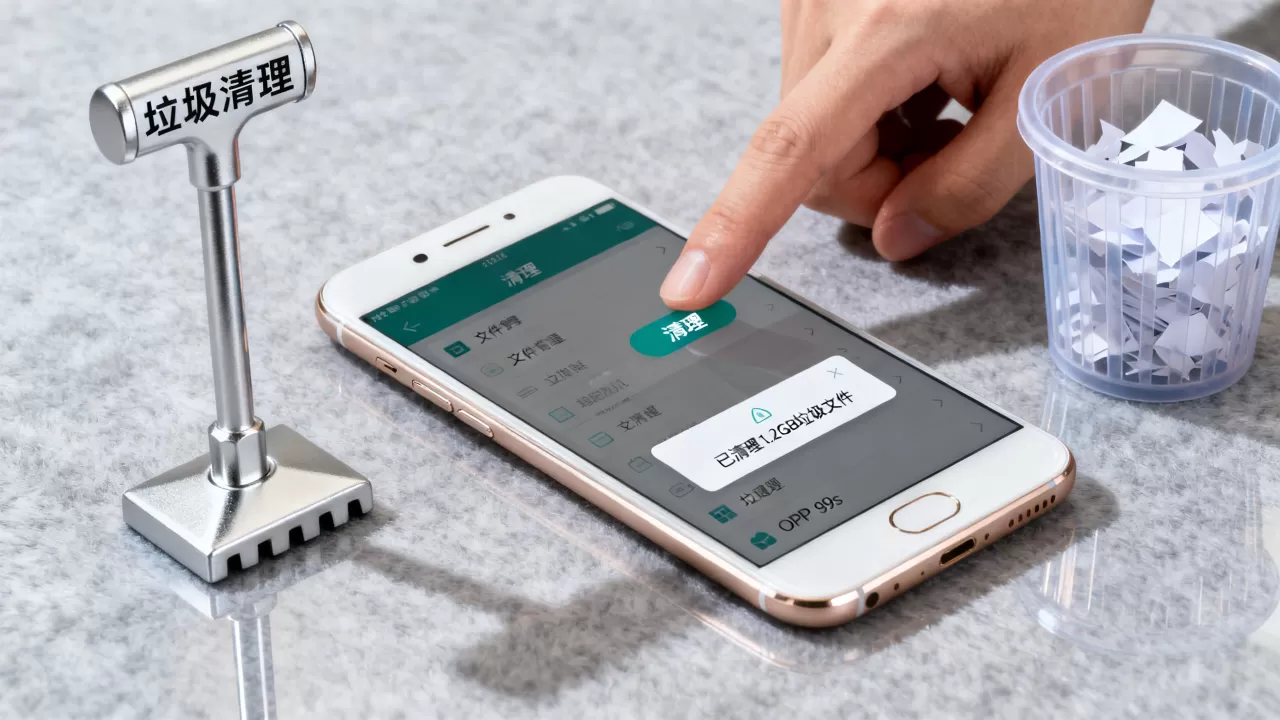 OPPOR9s清理垃圾教程，手机怎么清理垃圾文件