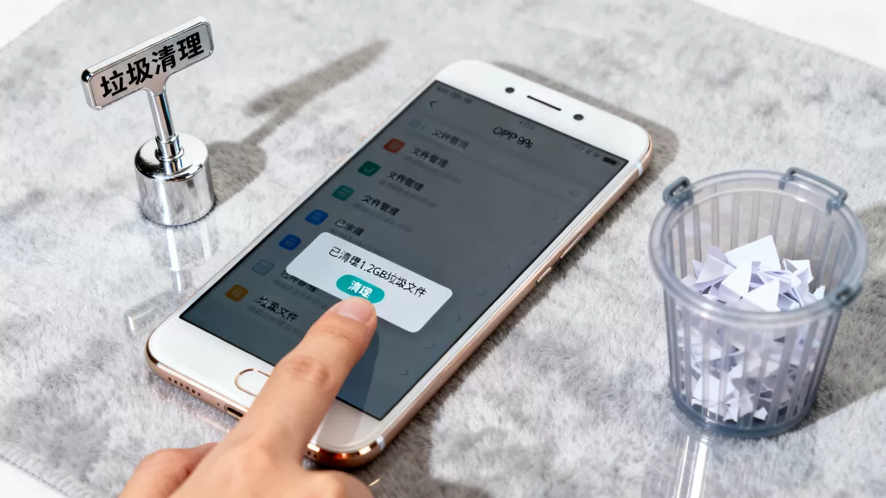 OPPOR9s清理垃圾教程，手机怎么清理垃圾文件