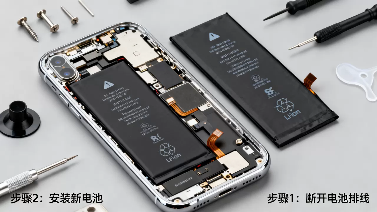 iphone换电池后自动关机怎么办，iphone换电池