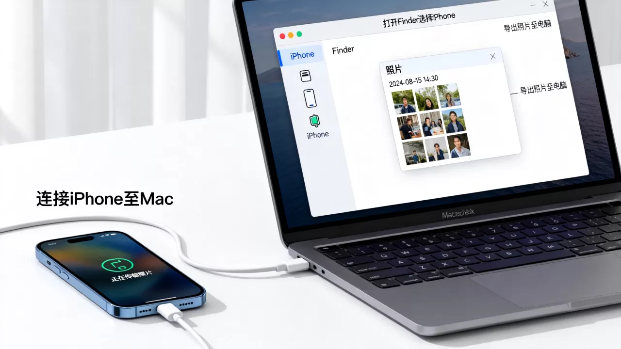 mac怎么拷贝iphone的照片，mac连接iphone传输照片