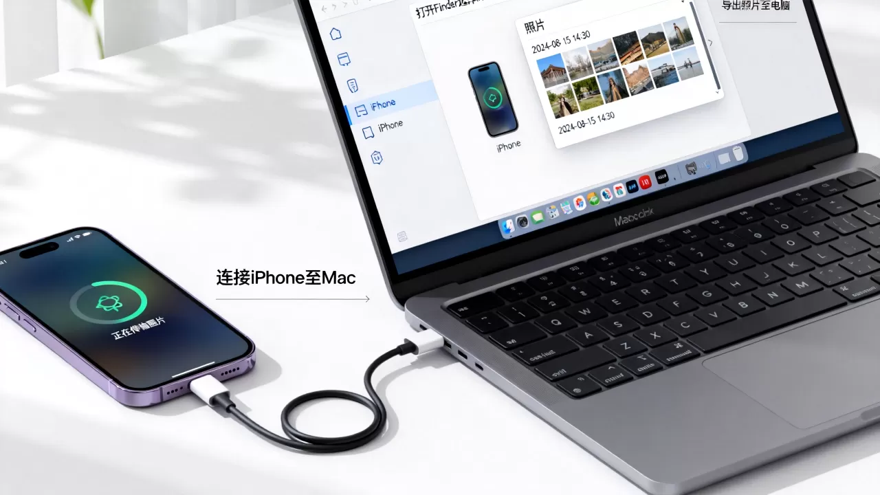 mac怎么拷贝iphone的照片，mac连接iphone传输照片