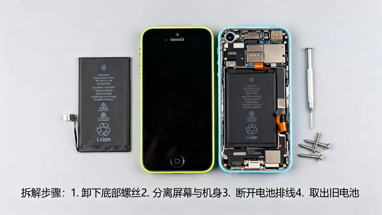 iphone5c拆解教程，iphone5c电池更换