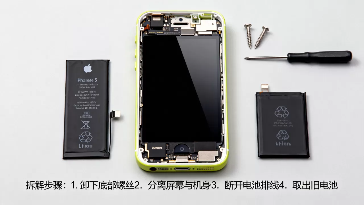 iphone5c拆解教程，iphone5c电池更换