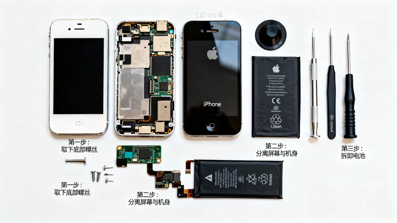 cdma iphone4 拆机教程，iphone4拆机视频
