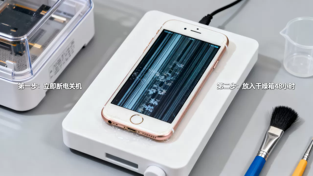 iphone6进水屏幕出现竖条纹怎么办，iphone6进水花屏修复