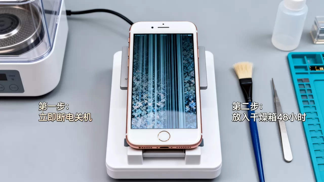 iphone6进水屏幕出现竖条纹怎么办，iphone6进水花屏修复