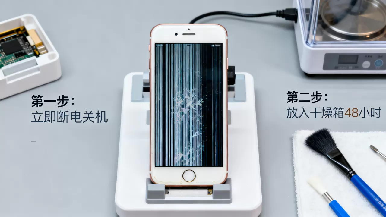 iphone6进水屏幕出现竖条纹怎么办，iphone6进水花屏修复