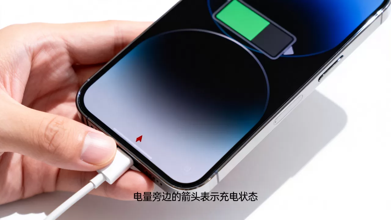 iphone电量旁边的箭头是什么意思，iphone电量显示