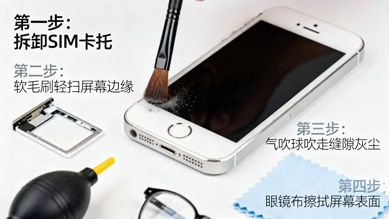 iphone5s清灰教程，iPhone5s屏幕进灰怎么清理