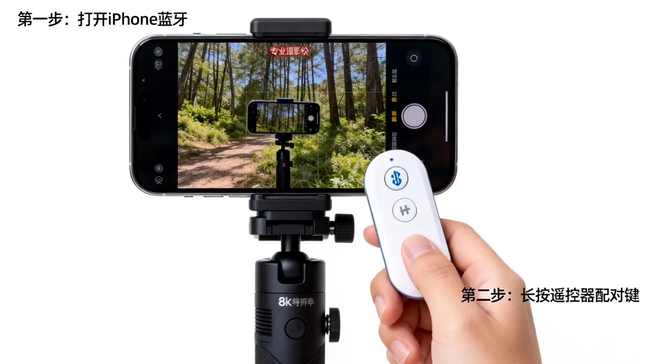 iphone怎么设置自拍杆，iPhone连接蓝牙遥控器教程