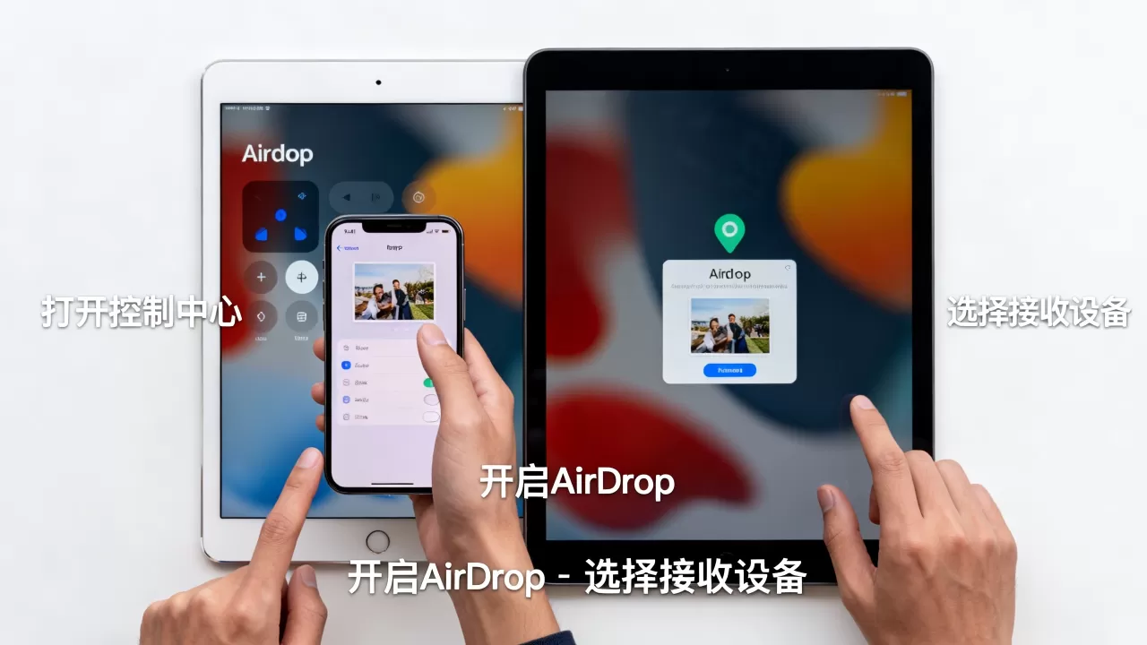 ipad和iphone怎么互传文件，苹果设备间快速传照片