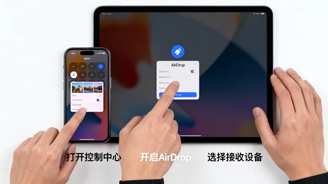 ipad和iphone怎么互传文件，苹果设备间快速传照片