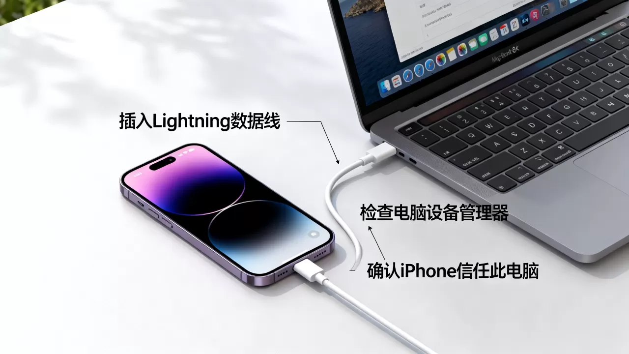 iPhone连接电脑不显示怎么办，iphone连电脑没反应