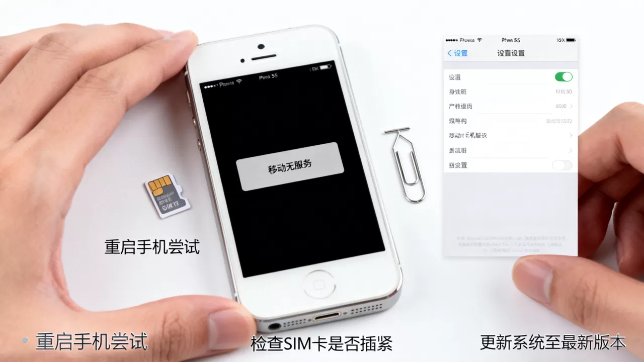 iphone5s移动无服务怎么办，iphone5s移动无服务