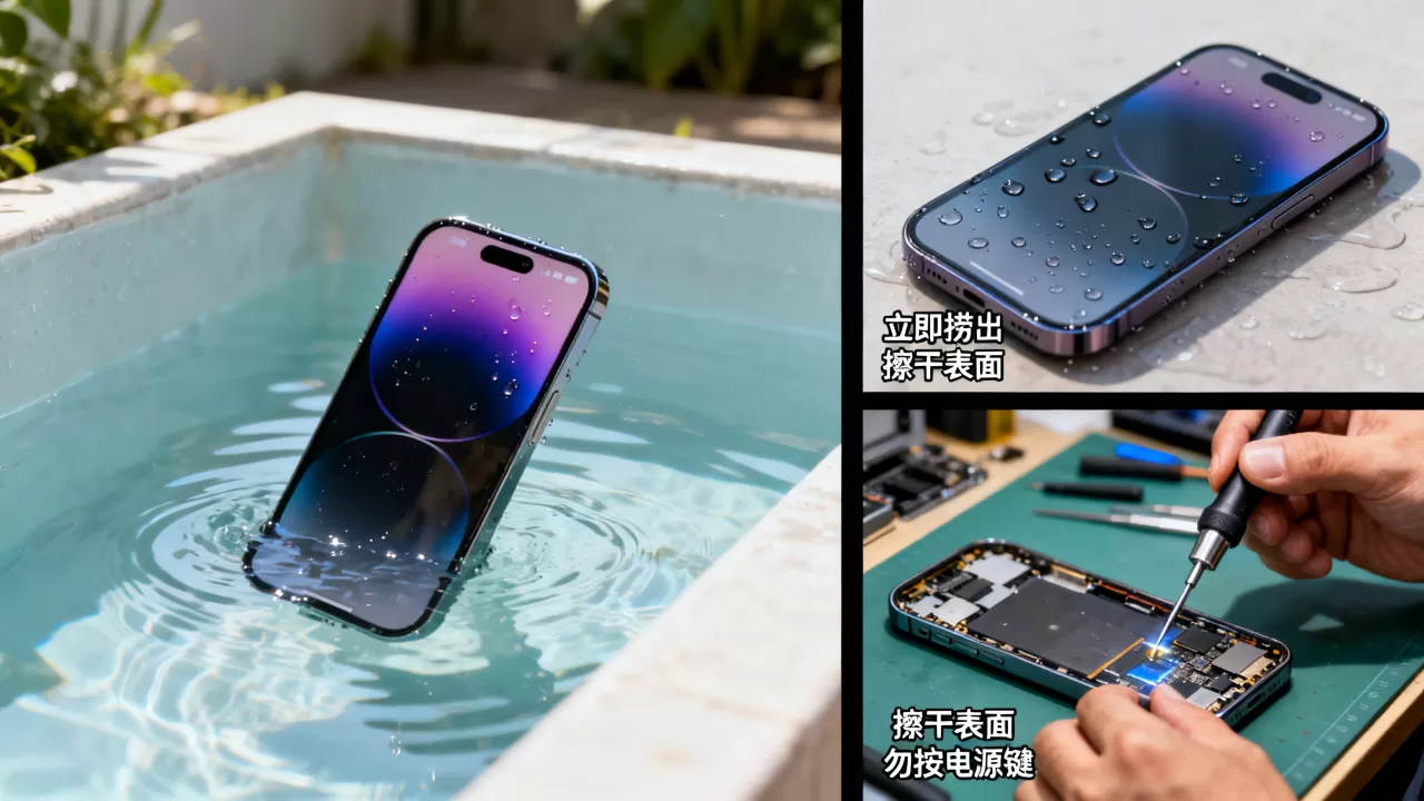 iphone掉水里了还能用吗，iphone进水维修